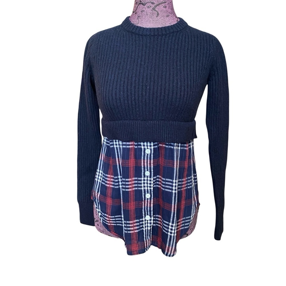 Veronica Beard Navy and Red Garrett Combo Sweater